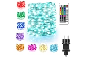 ‎STARRYEVER 120er Bunt LED Lichterkette Innen Strombetrieben, 12M 16 Farben 132 Modi Lichterkette Außen Strom Dimmbar, Fairy Lights Kupfer,Lichterketten für Valentinstag Schlafzimmer Zimmer Balkon Party Dekor