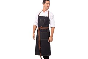 Chef Works AB035-BLK-0 Memphis Bib Apron, Black, One Size