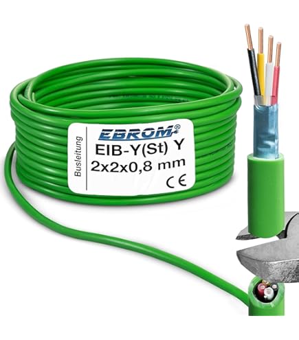 VOKA 50m EIB Bus-Kabel 2x2x0,8 J-Y(St) Yh KNX Busleitung Eca  Installationsbus Fernmeldekabel Datenkabel Installationsbusleitung grn :  Amazon.de: Gewerbe, Industrie & Wissenschaft