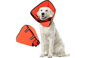 PUZAUKAL Collerette Chien Anti Lechage Collier de Récupération Respirant Collerette pour Chien Réglable Protection Cône pour Chien Anti-Morsure Après la Chirurgie-Orange(L)
