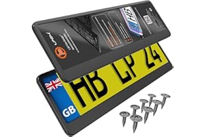 L & P CAR DESIGN 2x Number Plate Holder for Car - License Plate Holder - Black - for UK Registration Plates - 520 x 110 mm - 8 Screws - Universal - Reg Plate Holders - fits for Car Caravan Trailer etc. - 52 x 11 cm