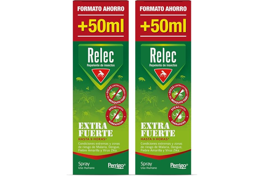 Relec Pack Ahorro 250ml (2 packs de 125ml) Extra Fuerte Spray Antimosquitos, Repelente de Mosquitos, Eficaz Contra El Mosquit