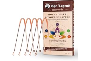 The Legend – Lot de 5 grattoirs à langue en cuivre ayurveda, gratte-langue en métal et fait main