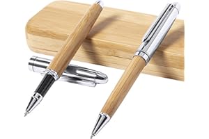 notrash2003® Set d'écriture en bambou avec étui cadeau en bois de qualité