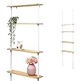 bremermann Telescopic Bamboo Wall Shelf with 4 Shelves (White)