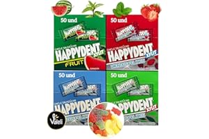 Valeli, Chicles sin Azúcar Happydent 200 und y Bolsa Chuches 50gr. Sabores surtidos: menta, hierbabuena, sandía y fresa