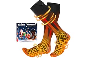Ferdiiz Calze Riscaldate a Batteria, 2 x 7500mAh/5V Max. 14 Ore Inverno Ricaricabili Calzini USB Riscaldati Scaldapiedi Elettrico Calze al ginocchio con 4 Temperature per l'intero Plantare