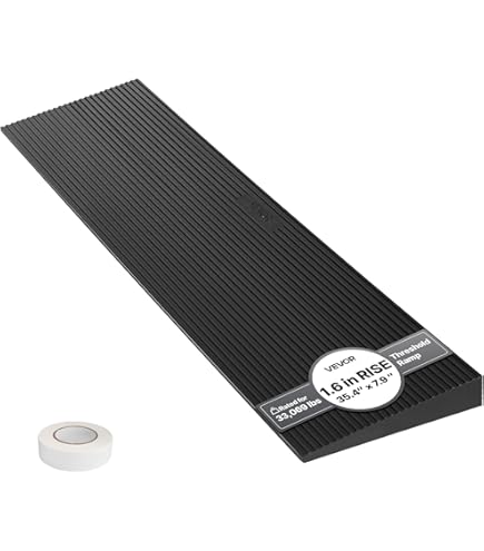 Wiltec oprijplaat tot 50 t, oprijplaat van rubber 902 x 457 x 76 mm, gele reflecterende strips en schroefgroeven, oprijplaat voor auto's, motoren, rolstoelen of vrachtwagens, drempelhulp, oprijbok
