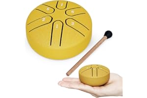 Steel Tongue Drum,HAIYUU 3 Pollici 6 Note Tamburo Handpan Strumento a Percussione Tamburo,Portatile Tamburo del Handpan in Acciaio al Carbonio Strumenti Musicali per Meditazione Yoga Zen Regali