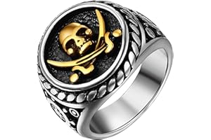 JewelryWe Męskie pierścienie z czaszką vintage fajny punkowy nóż piracki śmierć rowerzysta pierścionki opaska na Halloween przyjęcie koktajlowe