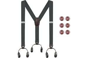 Minicloss Tirantes de Hombre con Botones, Tirantes Hombre Trabajo 3,5 cm Anchos Elegantes en Forma de Y Elásticos Ajustables Tirantes para Hombre Mujer