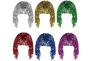 EUJRCF 6PCS Hair Tinsel, Tinsel Wig, Party Wigs, for Fancy Dress Shiny Party Costume Cosplay Photo Props, Adult Male and Female Cosplay Headwear, Makeup Parties, Party Accessories (Multiple Colors)