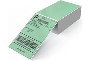 YIKIADA Etiquetas de envío verdes de 4 x 6 pulgadas, de vinilo, autoadhesivas, térmicas, impermeables, perforadas, térmicas, directas, para oficina, almacén, nombre, dirección, 250 unidades