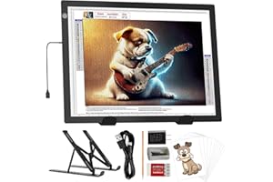 KEIWRLIGHT A3 Leuchttisch mit Ständer, 8000 Lux Sehr Hell 5mm Ultra Dünn Light Pad, Dimmbarer Leuchtplatte mit Adapter, LED Lichtpad Lightpad für 5D Diamond Painting Zubehör, Designen, Zeichnen Skizzieren