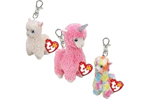 TY Lola, Lana & Lily Llama Key Clips Set of 3 – Plush Keyring Bag Charms – Squishy Soft Toy Key Clips for Kids Bags & Keys