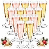Huanmin Clear Plastic Champagne Flutes 150ml Reusable Champagne Flutes for Champagne Flutes Wedding Birthday Picnic (30 Pack)