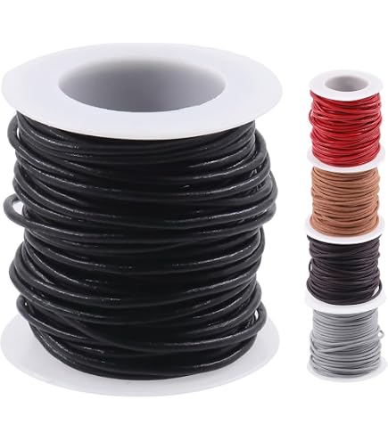 PATIKIL 2m Cordon en Cuir Tressé Rond, 3mm Corde Ronde Tressée en Cuir Véritable Pliée pour Artisanat Fabrication de Bijoux Colliers Bracelets Bricolage, Brun