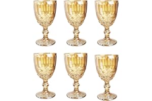 GMMH Set di 6 bicchieri da vino vintage con motivo fiocco, bicchieri da vino, bicchieri da acqua, bicchieri da long drink, bicchieri da gelato (6 pezzi, bicchiere, albicocca, lucido)