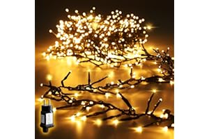 ‎SALCAR SALCAR 10m 1000er LED Cluster Lichterkette Außen, Weihnachtslichterkette mit 8 Modi und Memory, Wasserdicht Christbaumbeleuchtung für Innen Außen Garten Weihnachtsbaum Hochzeit, Warmweiß