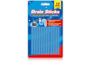 3HA HAHAHA Drain Sticks Heavy Duty Pipe Cleaning Stick Odor Remover Cleaner Sticks Drain Unblocker Ideal For Drains Pipes Kitchen Sinks Bathroom Showers Toilet Bathtub Sewer Essentials Household Supplies (12pcs)