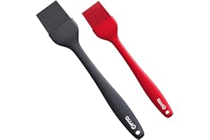 Kyto Lot de 2 pinceaux en silicone noir ou rouge - 21 cm - 26 cm - Résistant à la chaleur (noir et rouge)