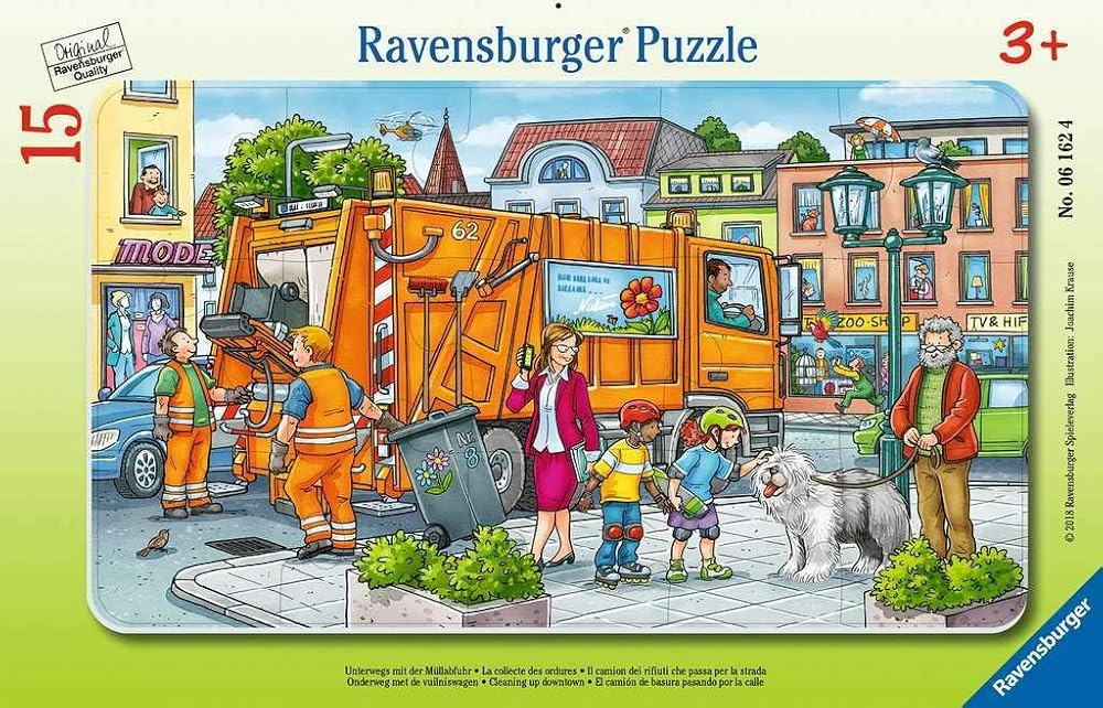 Ravensburger 61624 Çöp Toplama Kamyonu Çocuk Puzzle, 15 Parça