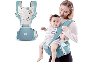 NUKIED Portabebés para 0-36 meses,Mochila Portabebes Ergonomica,Mochila Porteo Bebe con Asiento de Cadera,Ajustable para bebés de 3,5 a 20 kg
