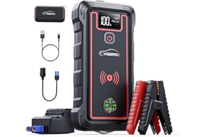 YABER Booster Batterie, 3500A 23800mAh Portable Jump Starter (Tout Gaz ou 8,0 L Diesel), Chargeur sans Fil avec Lamp LED, Écran LCD, Marteau de Sécurité, Boussole
