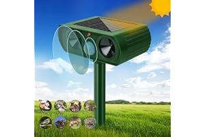 Ceboic Odstraszacz kotów, ultradźwiękowy, zasilany energią słoneczną, wodoodporny odstraszacz zwierząt z czujnikiem ruchu, migające światło, zewnętrzny odstraszacz szkodników do ogrodu, na podwórko,