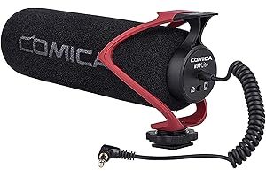 COMICA CVM-V30 LITE Super-Kardioid Kamera Mikrofon, 3.5mm Richtmikrofon für Camera, DSLR-Kameras, Camcorder, Handy, Smartphones für Vlog, Video, Interview (Rot)
