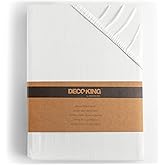 DecoKing Fitted Sheet 200x200-200x220 cm 100% Combed Cotton Jersey Soft Sheet 200x200 cm - 200x220 cm Amber White