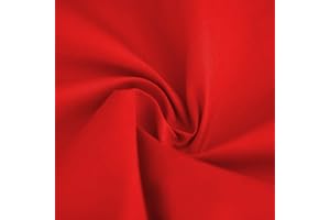 DISCOVER LIFESTYLE & FASHION FABRICS Plain Solid Dyed Polycotton Pre Shrunk Fabric Material Linings Dress Making Crafts Home Décor Table Cloth Sheeting Quilting | 60+ Colours | 45” - 112 cm Wide (Sold by The Metre, Red)