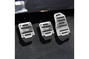 deemars 3pc Copri Pedali Auto Antiscivolo, Pedali Sportivi per il Gas, La Benzina e la Frizione, Accessori per Auto Trasmissione Manuale Copertura Pedale del Freno Universale per Auto (Argento)