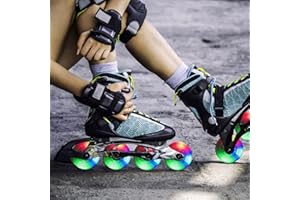Ysimee Roues Patinage Ligne Lumineuses, Lot de 8 Roues de Patins à roulettes de Rechange 68/70/72/76/80 mm, LED Flash Clignotant Roues de Patin avec roulements ABEC 7 pour Roller, Skateboard
