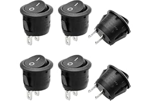 Kryzulax 6 Stück 12V Kippschalter,Kippschalter Rund,Mini 2 Polig Wippschalter,2 Polig EIN/AUS SPST Switch 10 A/125V,6 A/250V,Für Lichtschalter Wohnmobil Auto Motorrad Truck Jeep Off Road Boat Marine