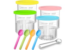 FONWUJIOT 4 Stück Creami Behälter für die Ninja Creami Eismaschine, Tubs Zubehör für NC500, NC501, BPA frei Transparent