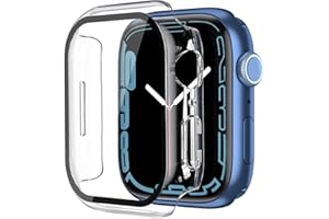 Uluck 2 Stück Hard Hülle mit Glas Displayschutz Kompatibel Apple Watch Series 9/8/7 41mm, Displayschutz Rundum Schutzhülle Schutzhülle Ultradünnes Schutz Case, Transparent