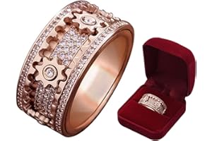 Xcllwhy Handmade Diamond Ornate Geometric 3d Band Ring, Fidget Spinner Rings For Anxiety, Anti Stress Rings