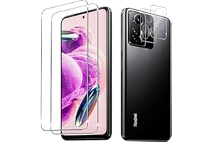 Liilaa Folia ochronna do Xiaomi Redmi Note 12S do szkła pancernego, 2 sztuki, pancerna folia ochronna ze szkła pancernego z 2 sztukami ochrony aparatu, folia pancerna 9H, ultra przezroczysta folia