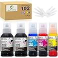 JoyPrinting 102 Ink Replacement for Epson 102 Ink Bottle Refills Compatible with Epson EcoTank ET-2750 ET-2700 ET-2751 ET-2756 ET-3700 ET-3750 ET-4750 ET-15000 (Black/Cyan/Magenta/Yellow 5-Pack)