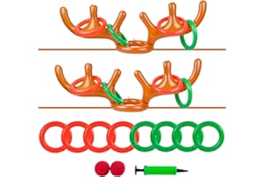 LEKABEE Giochi natalizi lancio degli anelli, set di 2 giochi gonfiabili con corna di renna, giochi natalizi per bambini e adulti, regali per feste natalizie, feste in famiglia