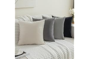 mosayt Kissenbezug 40x40 cm beige Grau Samt 4er Set Kissenbezüge Kissenhülle Couchkissen Sofakissen Dekokissen Deko für Sofa Kinderzimmer Wohnzimmer Schlafzimmer Bett Farbverlauf Design
