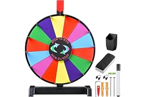 WinSpin 12" Color Prize Wheel Wall Mounted or Tabletop 14 Slots Heavy Duty Editable Spinning Wheel for Fortune Spinning Game Carnival & Tradeshow, Classic Series