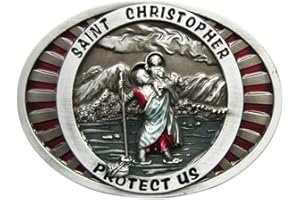 JEAN'S FRIEND Enamel Saint Christopher Religion Vintage Belt Buckle