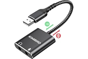 KiWiBiRD Adattatore USB a Jack 3,5mm, Adattatore per Cuffie e Microfono, Scheda Audio Stereo Esterna USB con DAC compatibile con MacBook Air Pro, PS4, PS5, Windows PC, Chromebook, Raspberry Pi, Mac