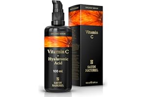 SATINNATUREL Siero Vitamina C + Acido Ialuronico 100ml + Vitamina E - Viso e Contorno occhi - Crema Antirughe Idratante - Skincare - Antimacchie, Illuminante - Satin Naturel