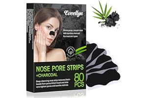 Eveellyn Blackhead Remover Strips, 80 Pcs pore strips, Pore Strips for Blackheads, Charcoal Deep Cleansing Blackhead Remover Strips for Women Men