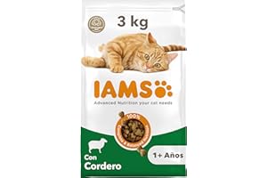 IAMS Alimento seco para Gatos con Cordero, Comida Seca para Gatos Adultos de más de 1 año, 3 kg