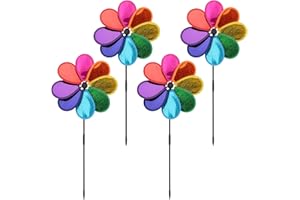 ZMDMAH 4 Girandola a Vento Girandola Fiore Girasole Grande 3D Girandola a Vento Decorazione del Giardino Mulino a Vento da per Giardino e Balcone Girandole Colorate Ø30cm altezza totale 74 cm