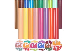 Tintnut Colorful Puff Iron on Vinyl, 18 Sheets 12 x 10inches 3D Puff HTV Heat Transfer Vinyl Foaming Puff HTV Colorful Puffy HTV Iron on Vinyl for Clothing Compatible with Cricut or Silhoutte Cameo